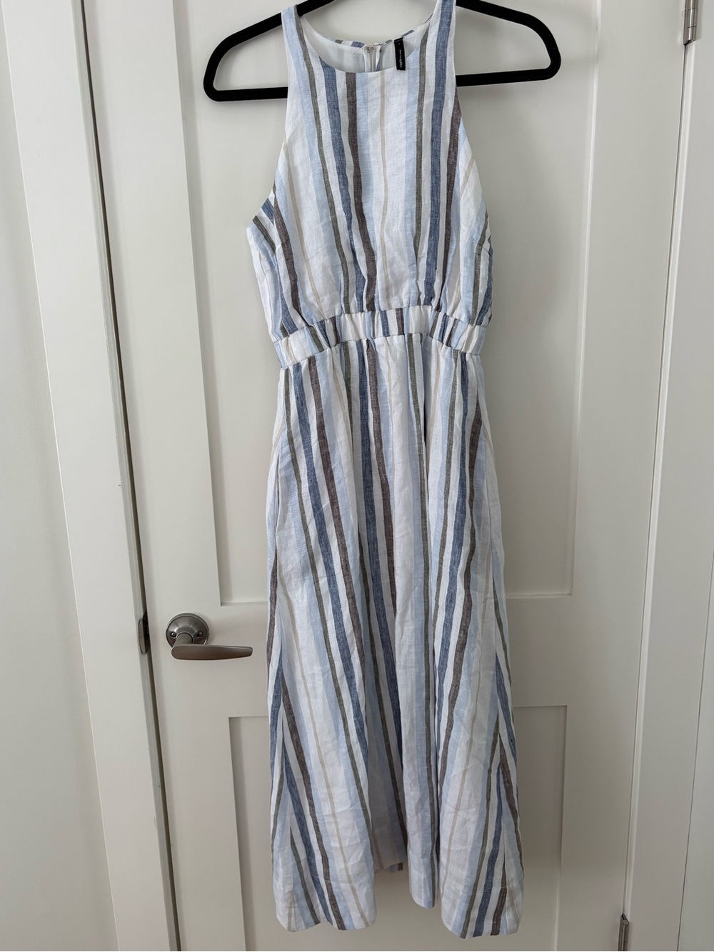 Staple the Label Blue White striped maxi dress Linen size small